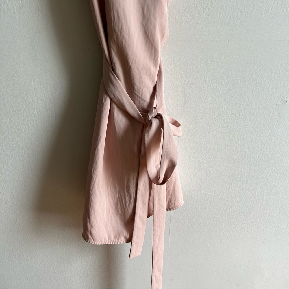 Everlane Sz 2 Japanese Go Weave Dusty Pink Romantic Feminine Wrap Dress - Picture 5 of 10
